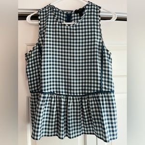 J.Crew silk gingham peplum top